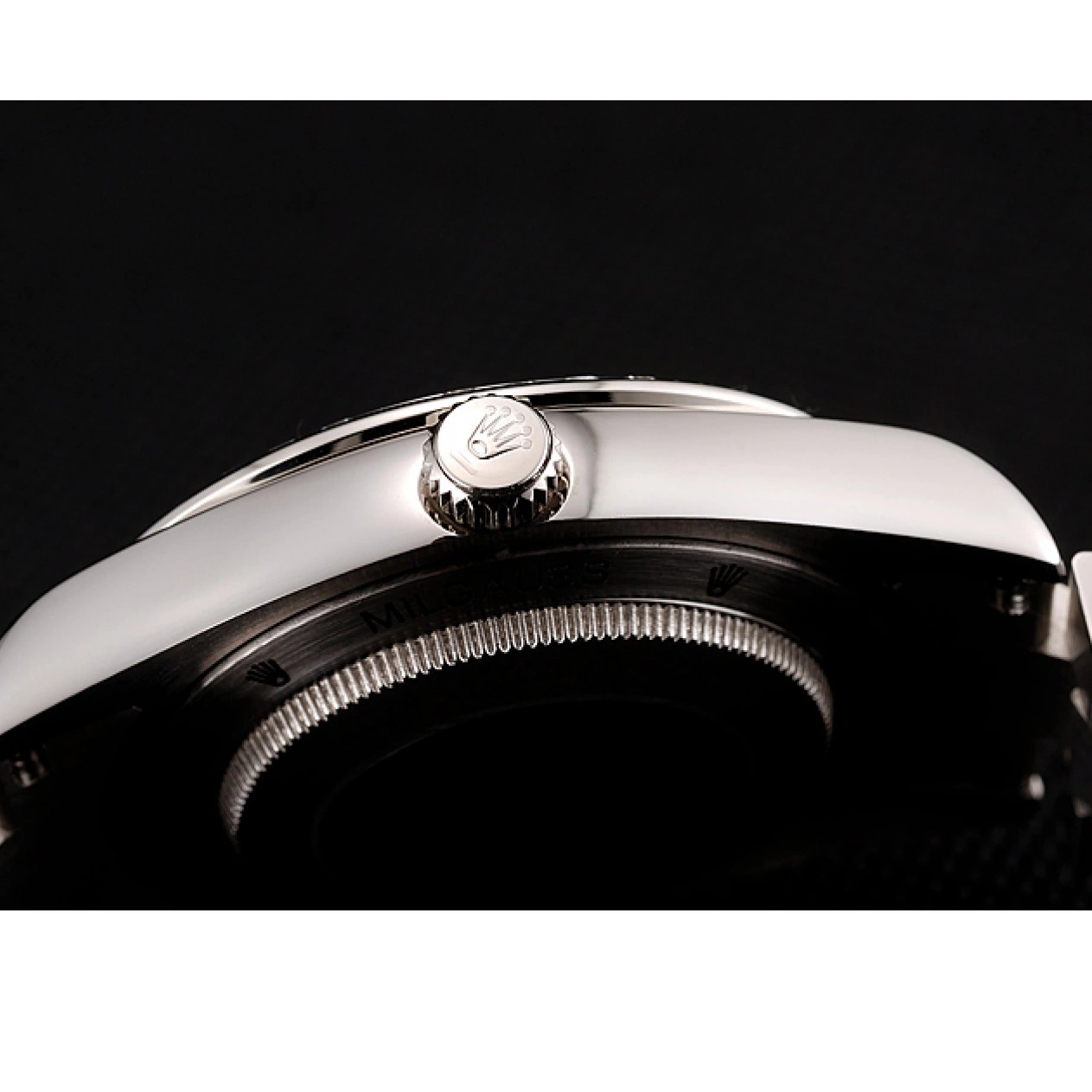 MiroTime 0810 Swiss Rolex Day-Date Black Dial Diamond Case Diamond Numerals Stainless Steel Bracelet 1453966